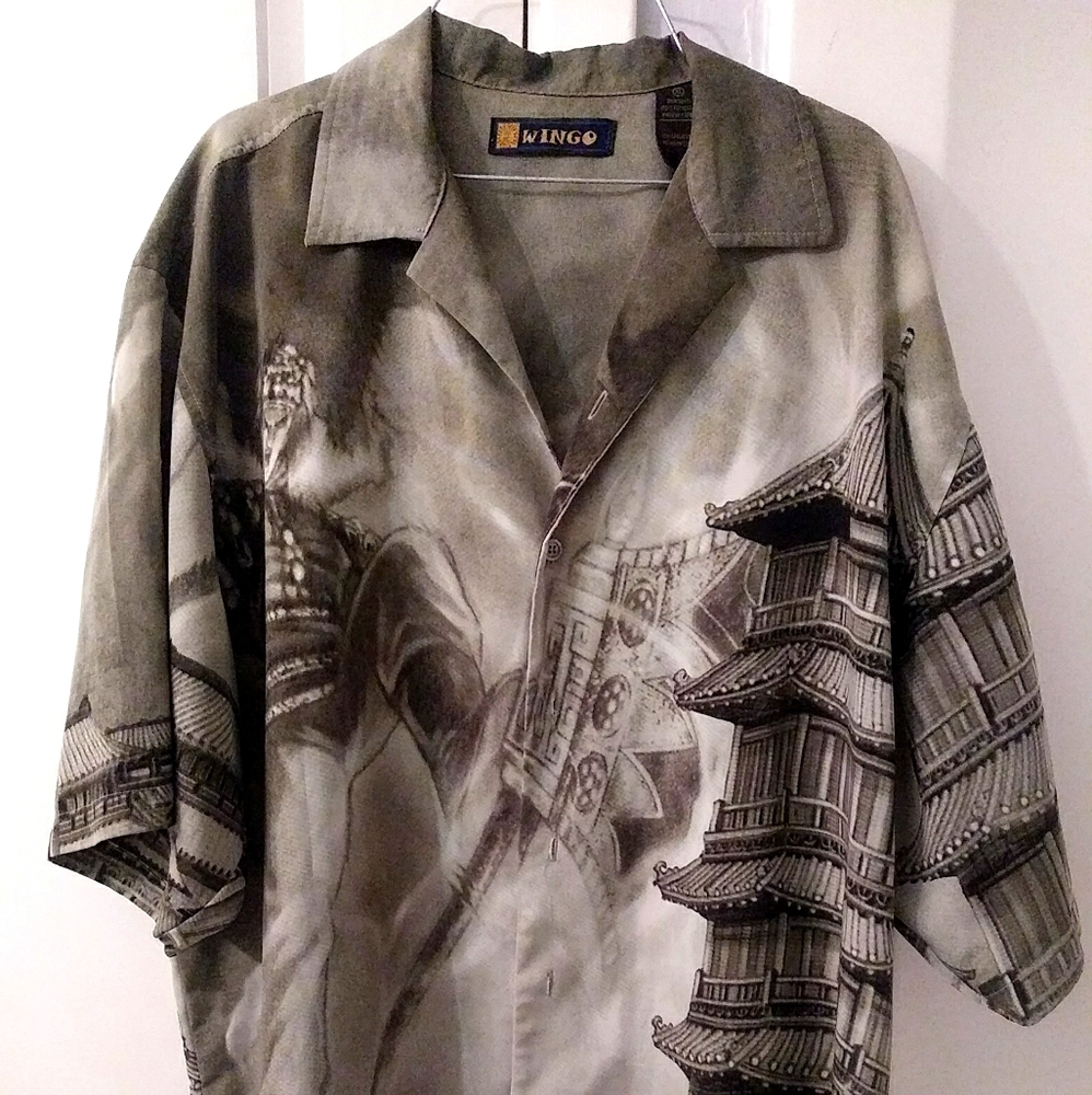 Men Wingo Graphic Print Button Down Sz XL